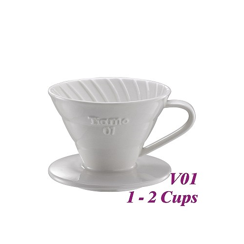 Tiamo keramický dripper na kávu V01 bílý