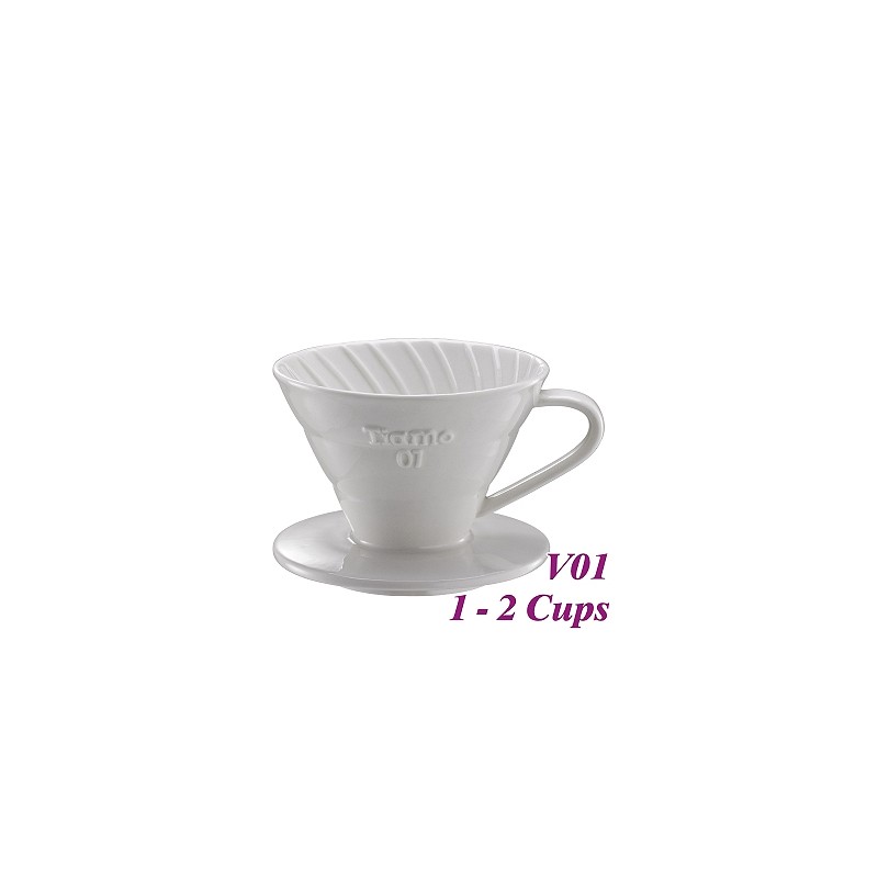 Tiamo keramický dripper na kávu V01 bílý