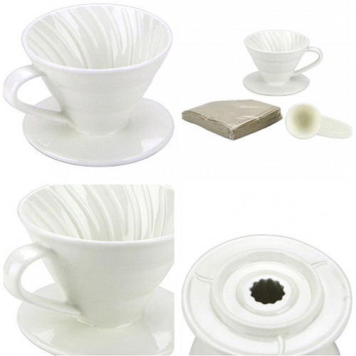 Tiamo keramický dripper na kávu V01 bílý