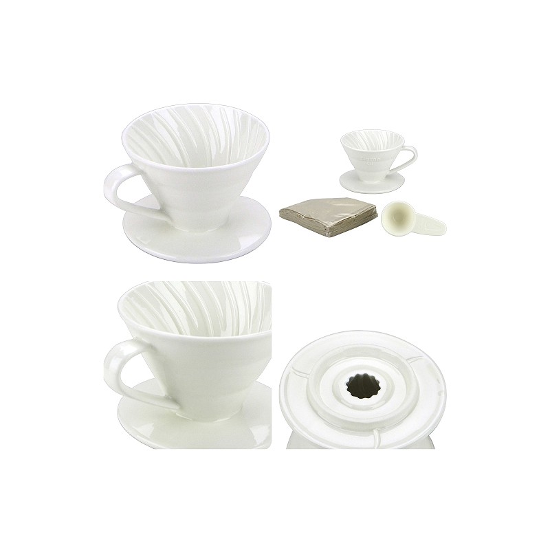 Tiamo keramický dripper na kávu V01 bílý