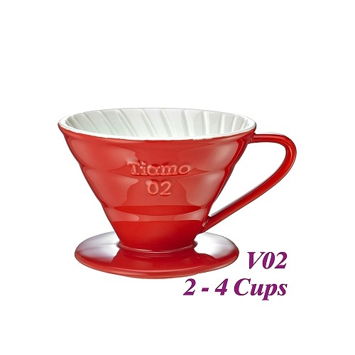 Tiamo keramický dripper na kávu V02 červený