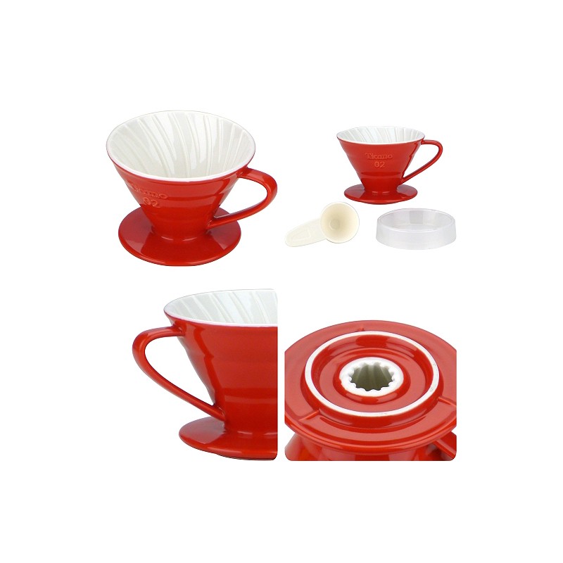 Keramický dripper na kávu V02 světle červený