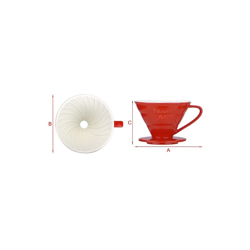 Keramický dripper na kávu V02 světle červený