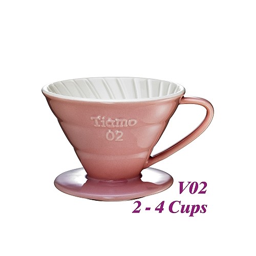 Tiamo keramický dripper na kávu V02 růžový