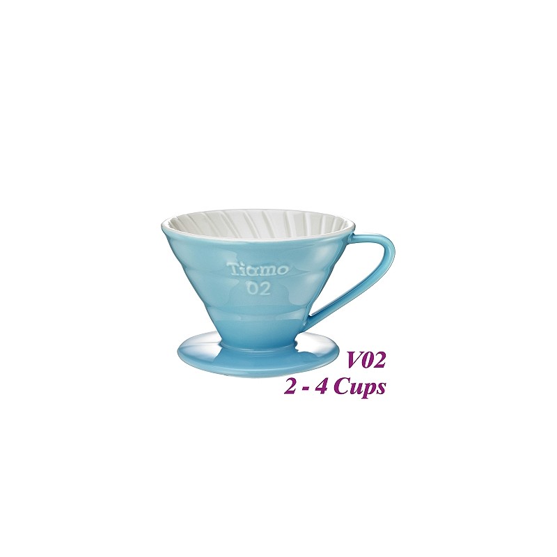 Tiamo keramický dripper na kávu V02 světle modrý