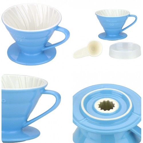Tiamo keramický dripper na kávu V02 modrý