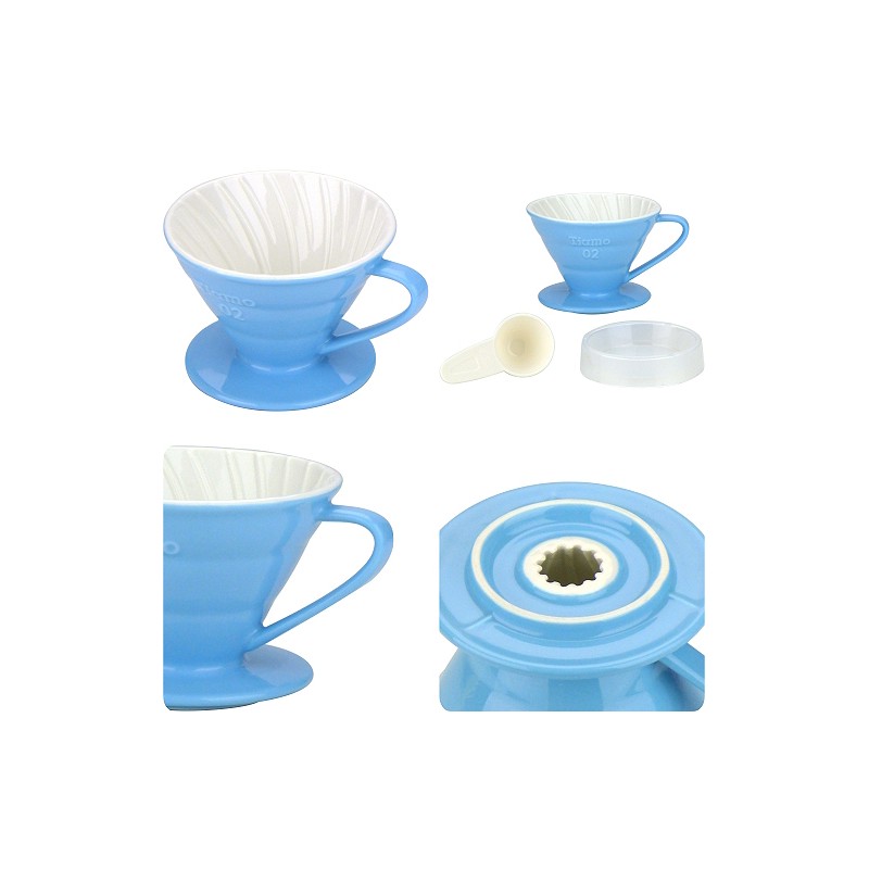 Tiamo keramický dripper na kávu V02 světle modrý
