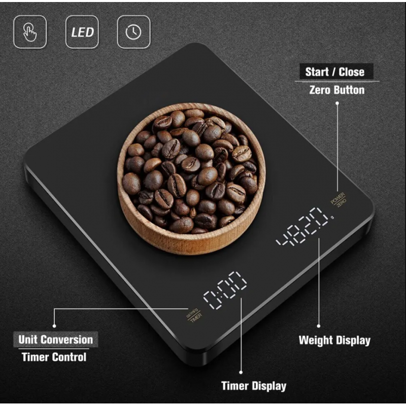 Váha barista 3 kg/0,1gr USB C