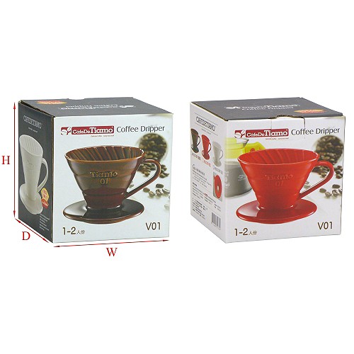 Tiamo keramický dripper na kávu V01 červený