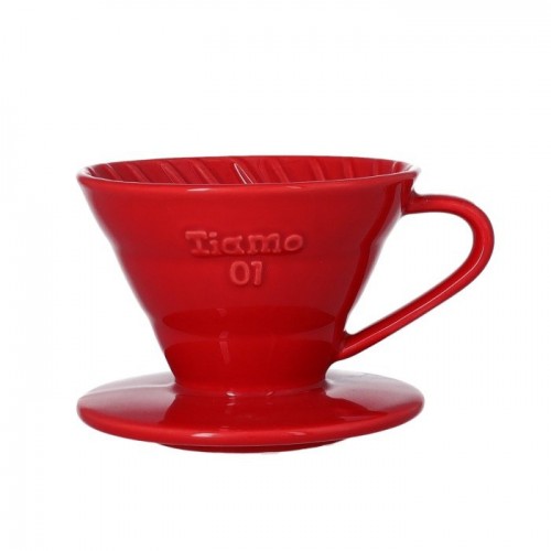 Tiamo keramický dripper na kávu V01 červený
