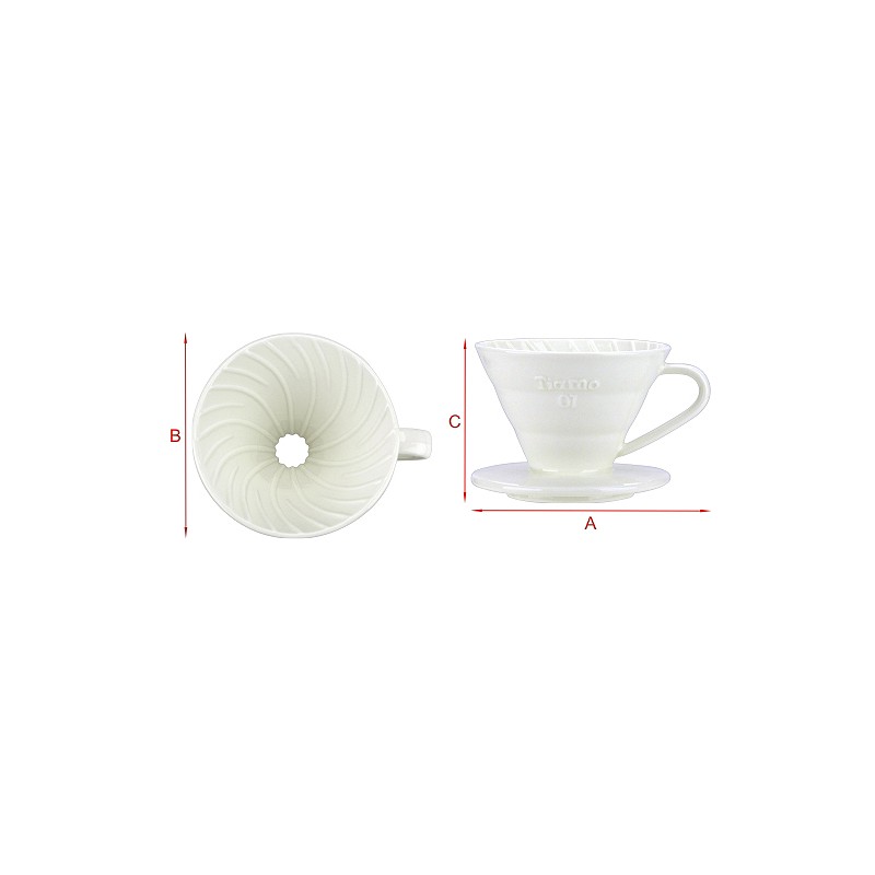 Tiamo keramický dripper na kávu V01 bílý