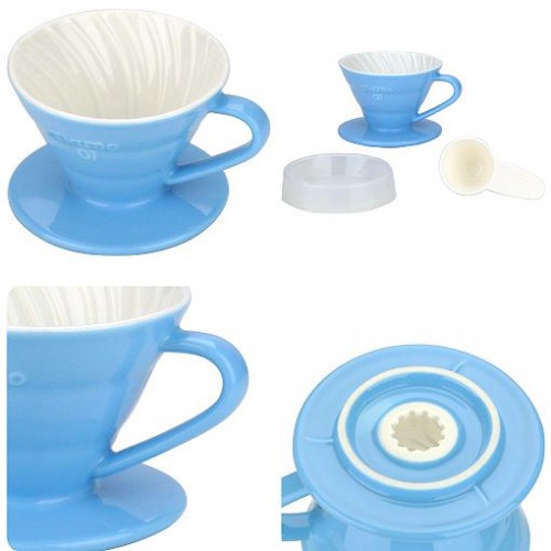 Tiamo keramický dripper na kávu V01 modrý